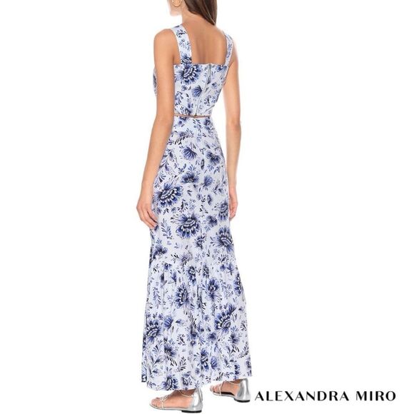 ALEXANDRA MIRO **NWT** Delliah China Blue Floral Print Cotton Skirt -my Theresa - Picture 2 of 10